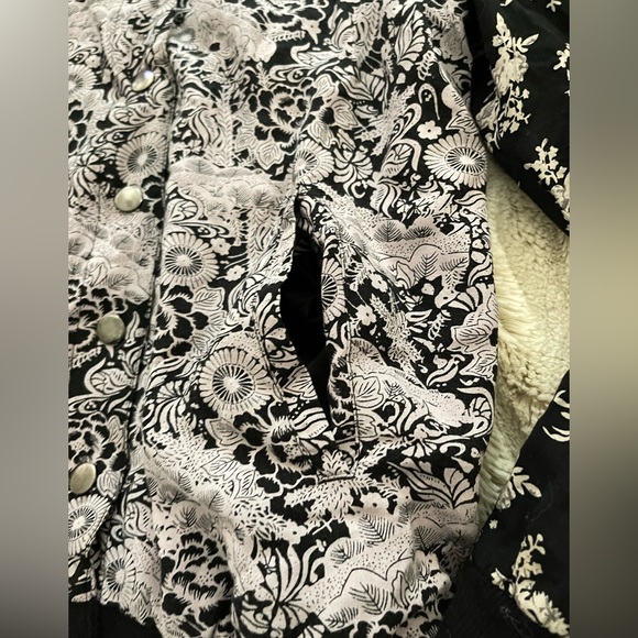 Free People Black Floral Snap Bomber Jacket. - Picture 9 of 14